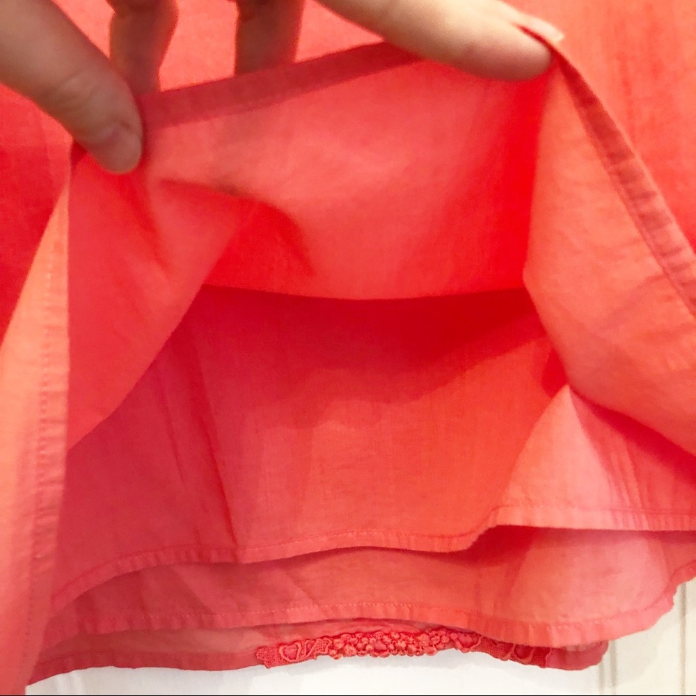 J. Crew coral pink cotton shift dress with embroidered eyelet stripe size medium - Picture 6 of 7